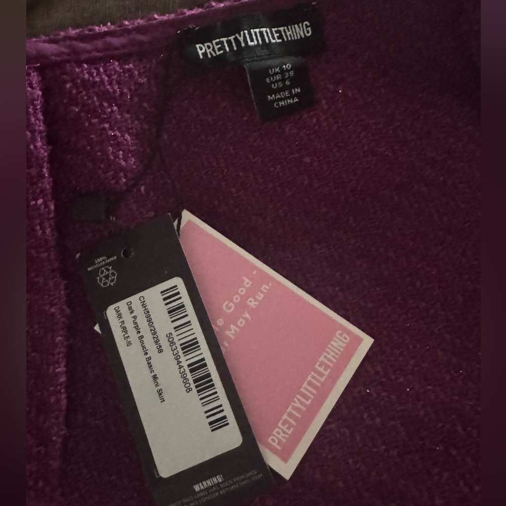 Pretty Little Thing - Elegant Dark Purple Boucle Basic Mini Pink Women's Skirt - Picture 9 of 14